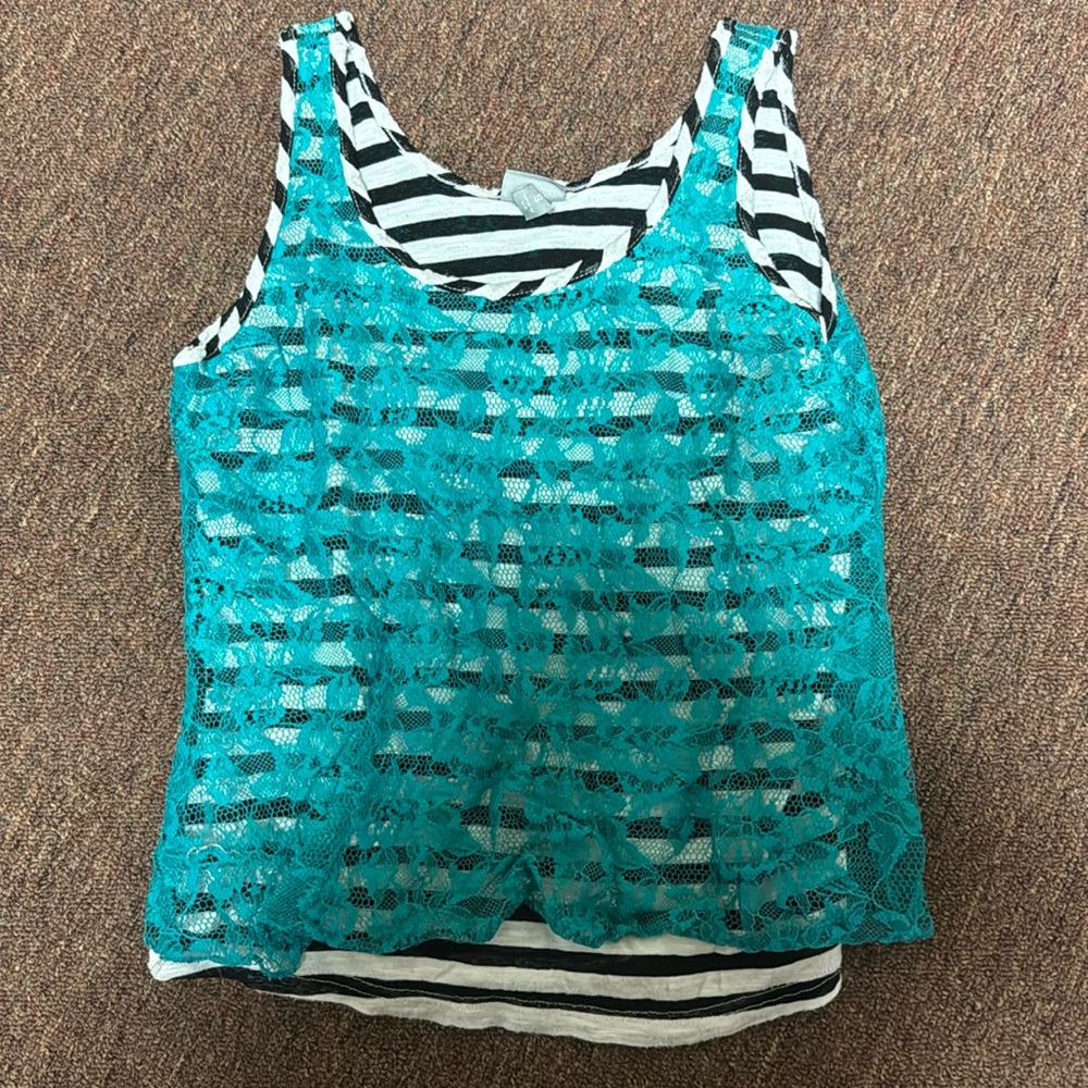 Stripped and floral tank top